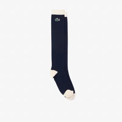 Lacoste Women's Long Embroidered Golf Socks  - S/m In Blue