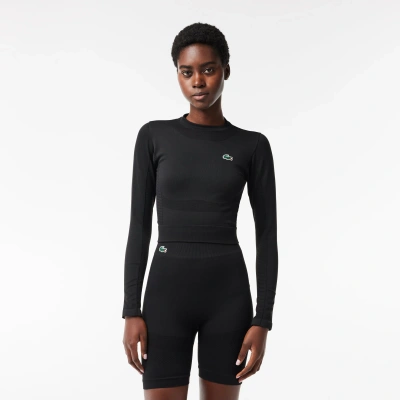 Lacoste Women's Long Sleeve Seamless Sport Crop Top In Black
