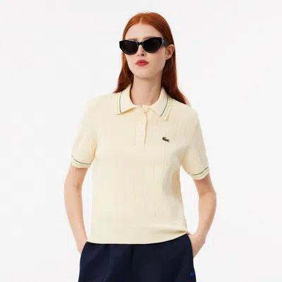 Lacoste Women's Made In France Ribbed Cotton Polo - 34 In White