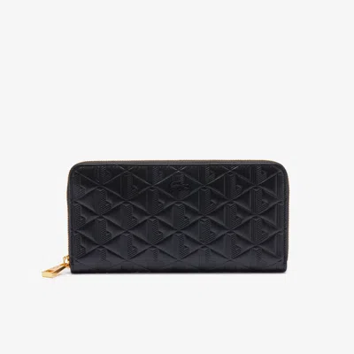 Lacoste Women's Maheki Embossed Leather Zip Billfold - One Size In Black