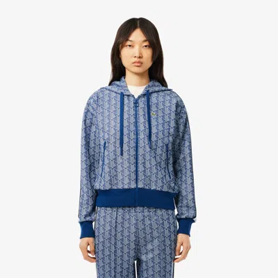 Lacoste Women's Monogram Hoodie - 34 In Blue