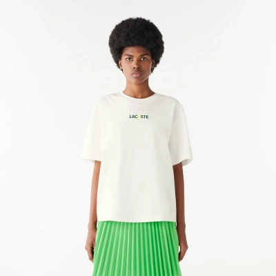 Lacoste Women's Oversized Ball Print Cotton T-shirt - 42 In White