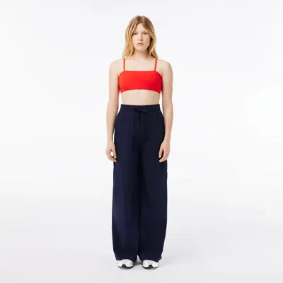 Lacoste Women's Oversized Cotton Pants - 34 In Blue