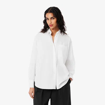 Lacoste Women's Oversized Cotton Poplin Shirt - 34 In White