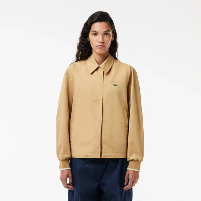 Lacoste Women's Oversized Embroidered Jacket - 36 In Beige