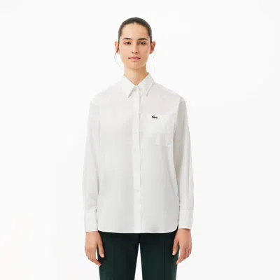 Lacoste Women's Oversized Poplin Shirt - 38 In White