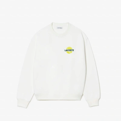 Lacoste Women's Oversized Fleece Tennis Ball Sweatshirt - 32 In White