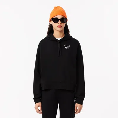 Lacoste Women's Fleece Logo Hoodie - 38 In Black