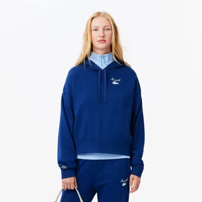 Lacoste Women's Fleece Logo Hoodie - 44 In Blue