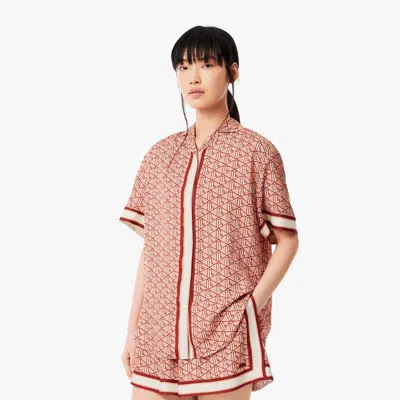 Lacoste Women's Oversized Monogram Print Shirt - 44 In Pink