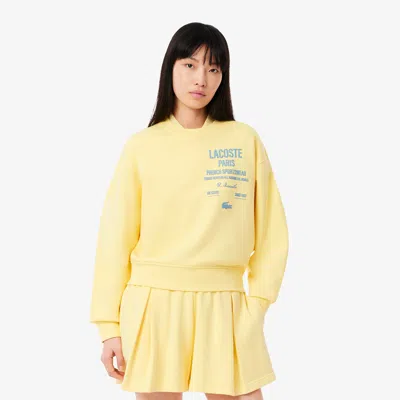 Lacoste Women's Oversized Pleated Print Sweatshirt - 38 In Yellow