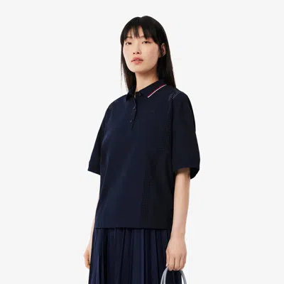 Lacoste Women's Oversized Tech Fabric Polo - 40 In Blue
