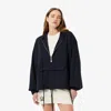 Lacoste Women's Oversized Wool Blend Pullover Jacket - 32 In Blue