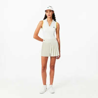 Lacoste Women's Pleated Lined Tennis Shorts - 36 In Grey