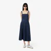 Lacoste Pleated Dress In Blue