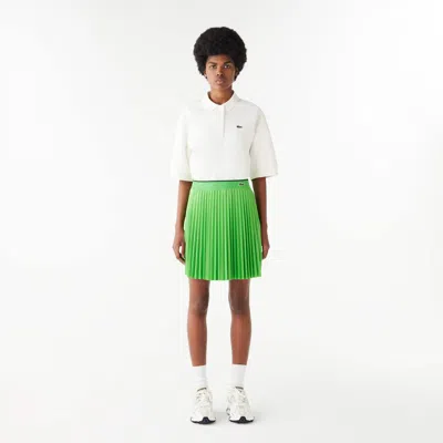 Lacoste Women's Elastic Waist Pleated Skirt - Xs In Green
