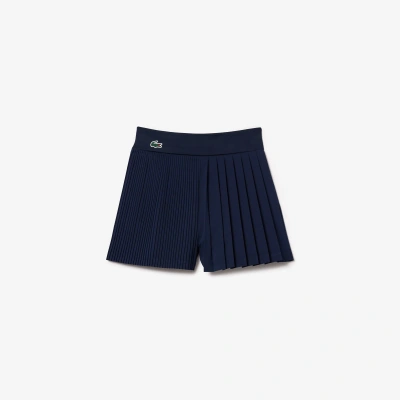 Lacoste Pleated Lined Tennis Shorts - 38 In Blue