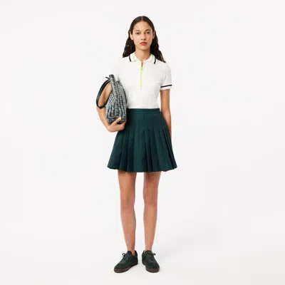 Lacoste Women's Contrast Topstitched Pleated Skirt - 34 In Green