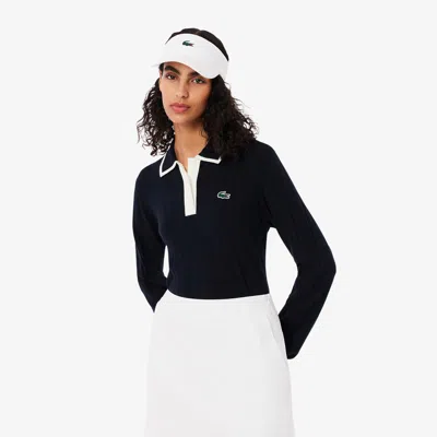 Lacoste Women's Polo Collar Stretch Golf Sweater - 38 In Blue