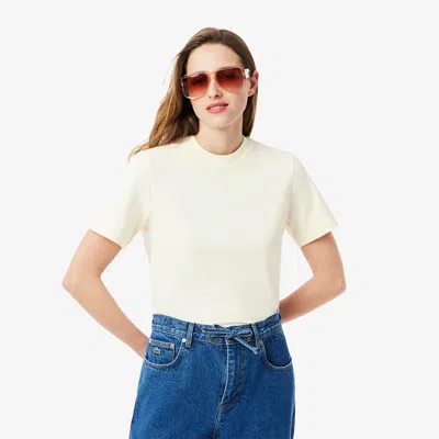 Lacoste Women's Print Cotton T-shirt - 32 In Beige