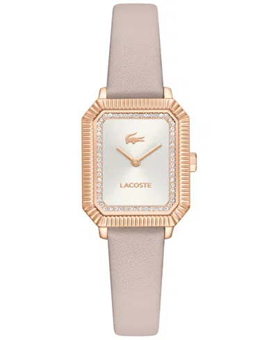 Lacoste Women's Quartz Parisienne Cream Leather Strap Watch 22.8mm In Silver