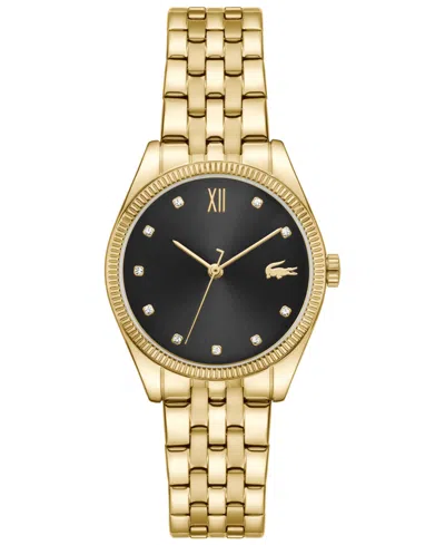 Lacoste Women's Quartz Parisienne Gold-tone Stainless Steel Bracelet Watch 30mm In Black