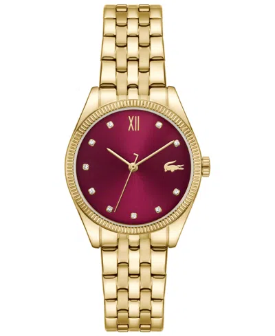 Lacoste Women's Quartz Parisienne Gold-tone Stainless Steel Bracelet Watch 30mm In Burgundy