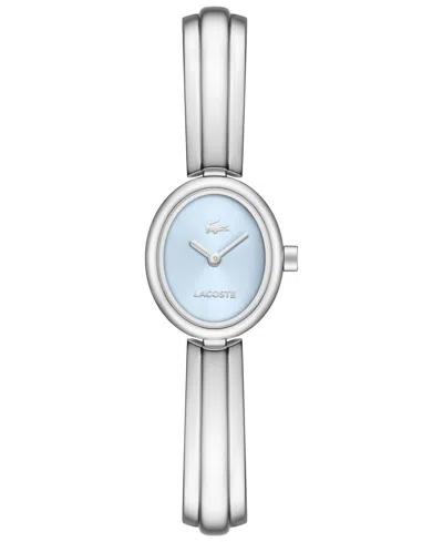 Lacoste Women's Quartz Suzanne Silver-tone Stainless Steel Bangle Bracelet Watch 18.5mm In Blue