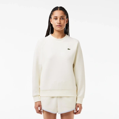 Lacoste Women's Regular Fit Double Face Piqué Crew Neck Sweatshirt - 38 In White