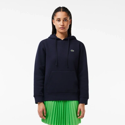 Lacoste Women's Relaxed Fit Double Face Piquã© Hoodie - 40 In Blue