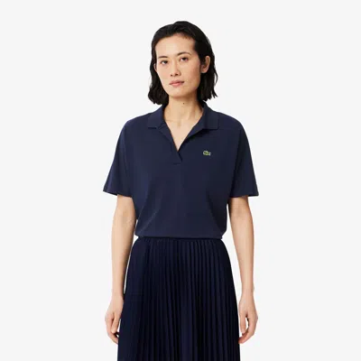 Lacoste Women's Relaxed Fit Piqué Polo - Xs In Blue