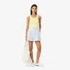 Lacoste Women's Relaxed Fit Striped Linen Shorts - 34 In Blue
