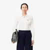 Lacoste Women's Slim Fit Ribbed Collar Poplin Shirt - 32 In White