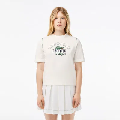 Lacoste Women's Roland Garros Edition Cotton T-shirt - 42 In White