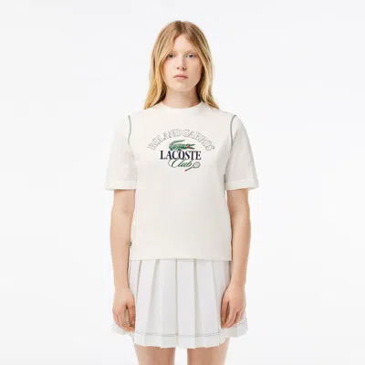 Lacoste Women's Roland Garros Edition Cotton T-shirt - 32 In White