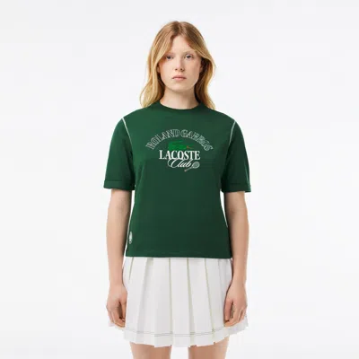 Lacoste Women's Roland Garros Edition Cotton T-shirt - 40 In Green