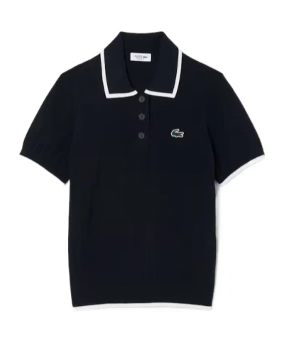 Lacoste Women's Short Sleeve Polo Collar Golf Sweater In Black