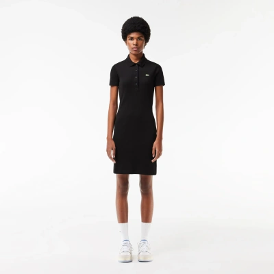 Lacoste Women's Slim Fit Ribbed Cotton Dress - 32 In Black