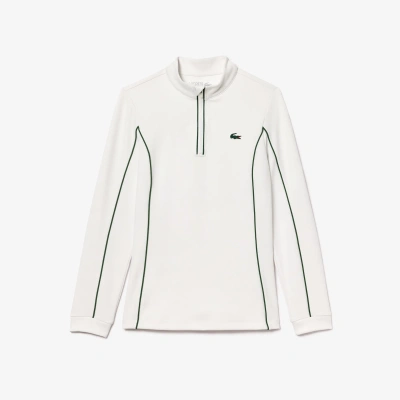 Lacoste Women's Slim Fit Quarter-zip Sweatshirt - 32 In White