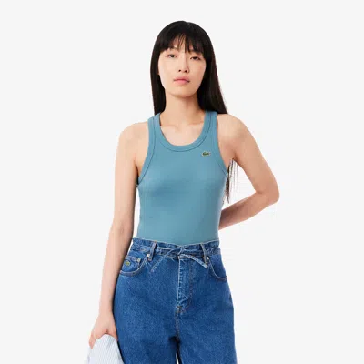 Lacoste Women's Slim Fit Cotton Tank Top - 32 In Blue