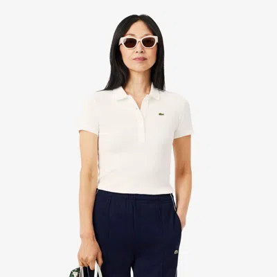 Lacoste L.12.d Slim Fit Ribbed Cotton Polo  - 38 In White