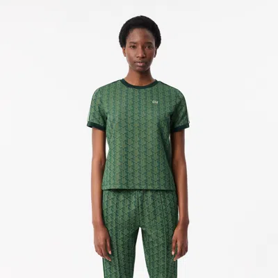 Lacoste Women's Slim Fit Monogram T-shirt - 32 In Green