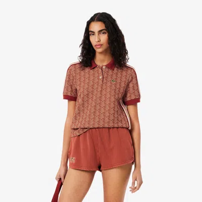 Lacoste Women's Slim Fit Monogram Polo - 44 In Brown