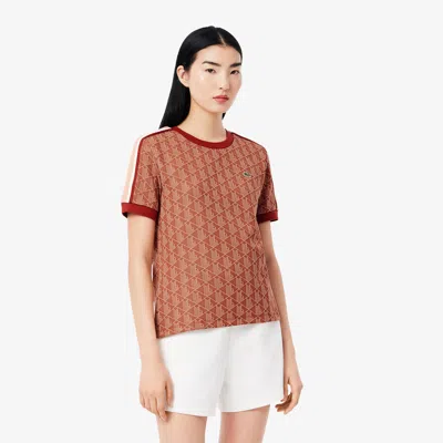 Lacoste Women's Slim Fit Monogram T-shirt - 36 In Brown