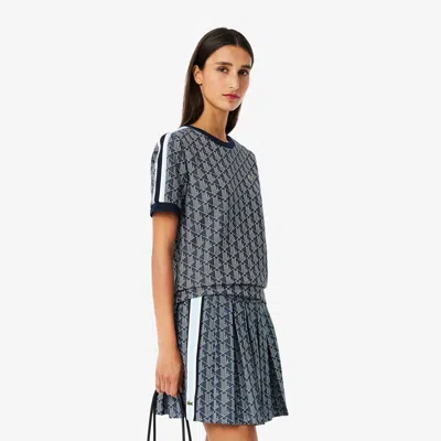 Lacoste Women's Slim Fit Monogram T-shirt - 44 In Blue