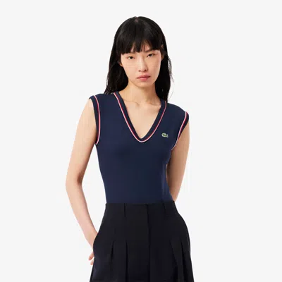 Lacoste Open-back Top In Blue