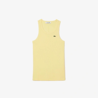 Lacoste Womenâs Slim Fit Organic Cotton Tank - 40 In Yellow