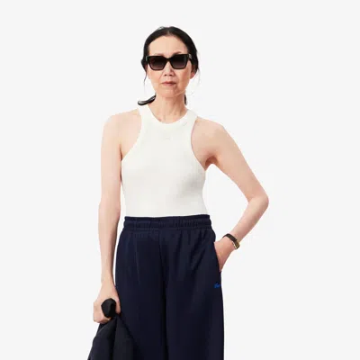 Lacoste Women's Slim Fit Ribbed Modal Tank Top - 40 In White