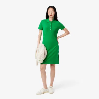 Lacoste Women's Slim Fit Stretch Mini Piqué Polo Dress - 32 In Green