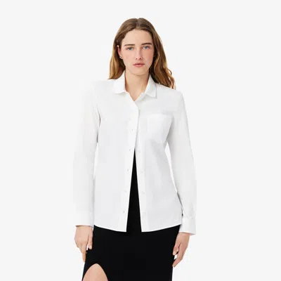 Lacoste Women's Slim Fit Stretch Poplin Shirt - 38 In White